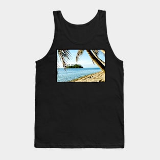 Tropical scene, palms, beach and turquoise sea Tank Top